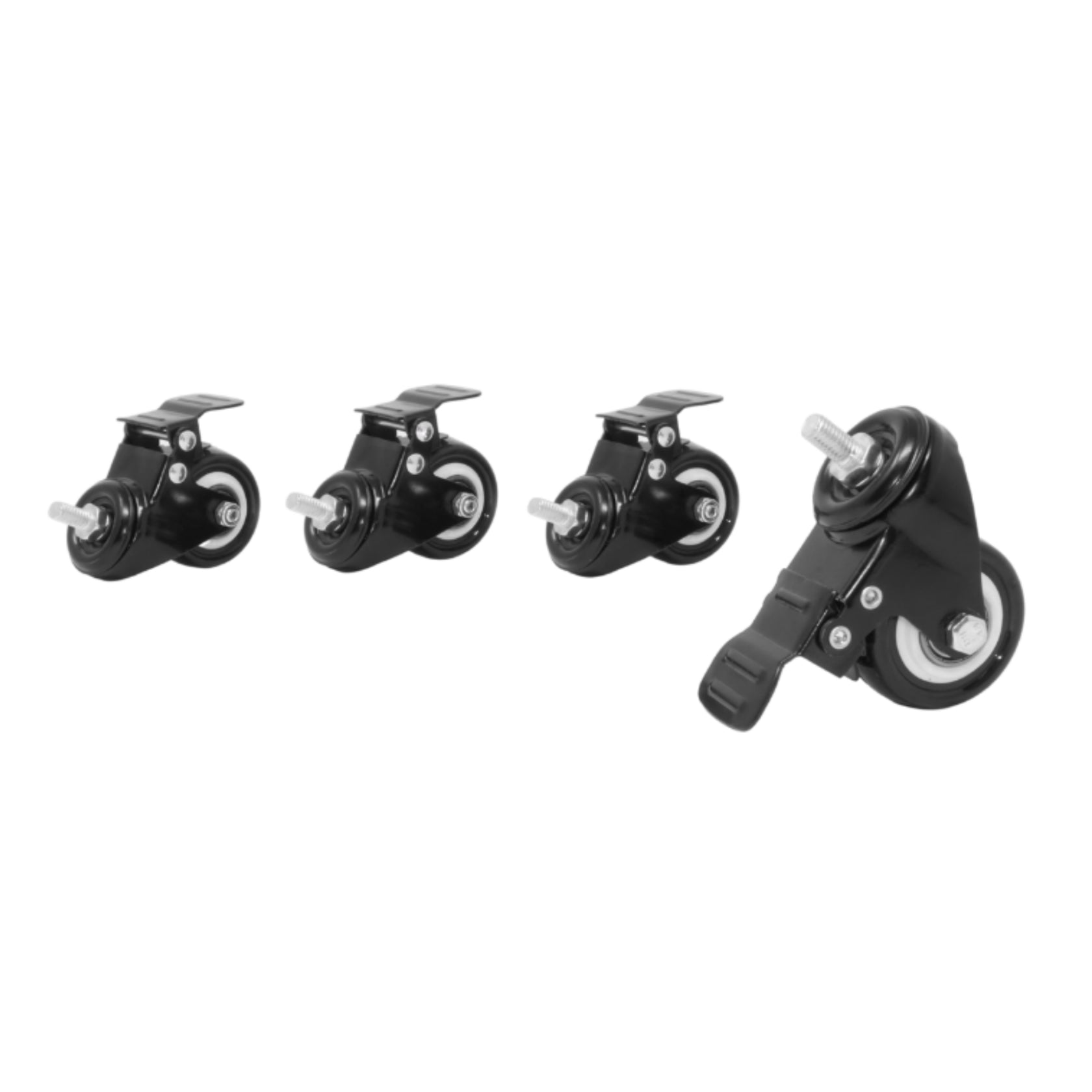 Lockable Caster Desk Wheels - Set Of 4 Black Caster Wheels 