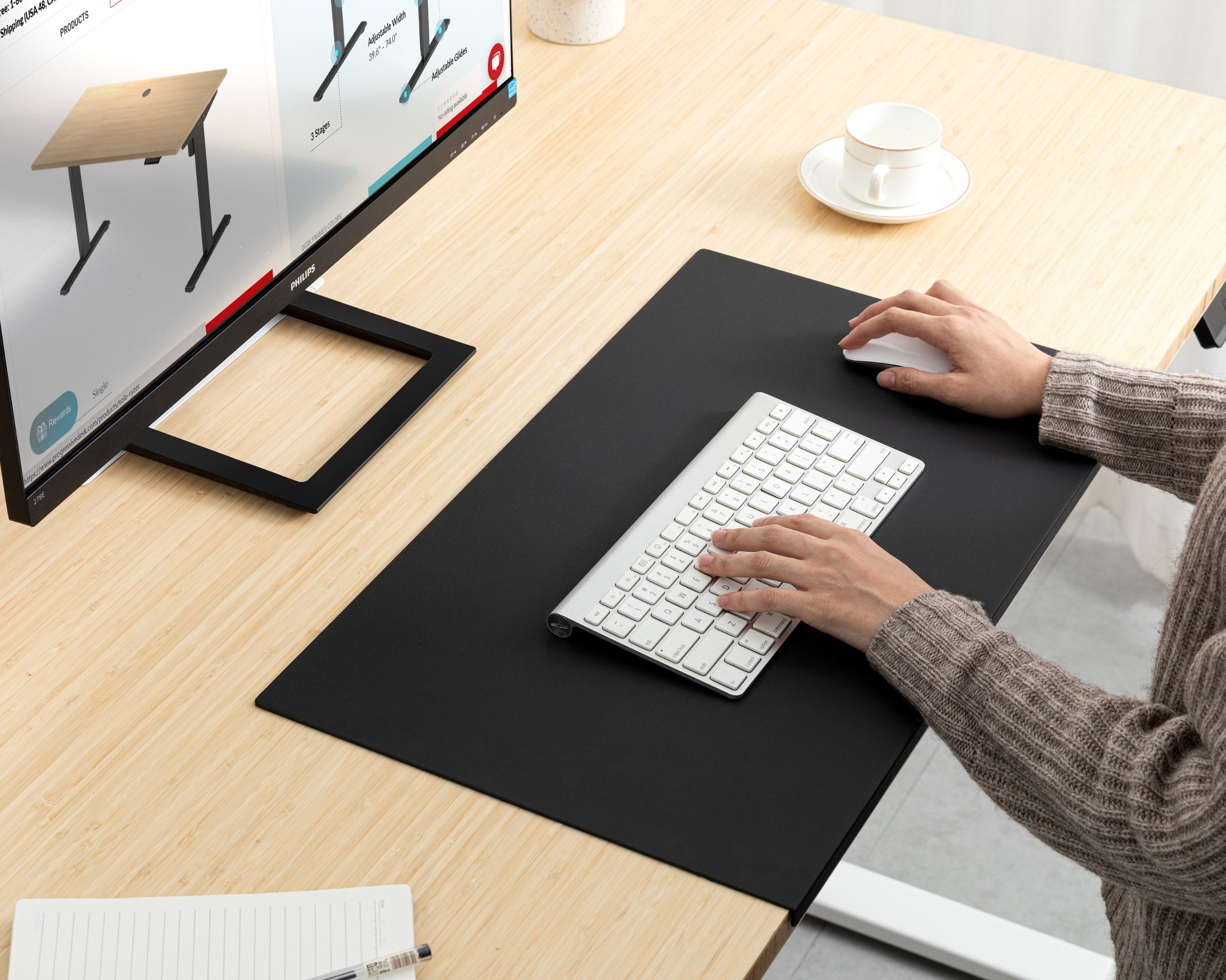 Desk protector with online lip